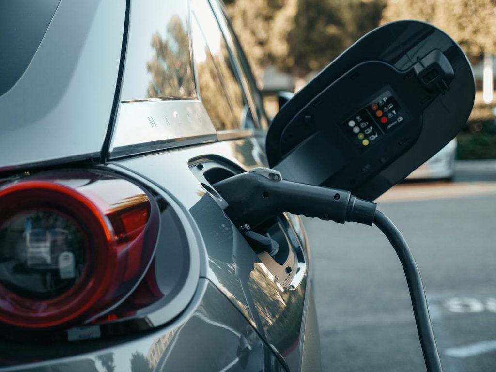 Close-up of commercial EV charging technology